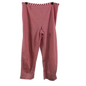 Talbots Pants Womens 12 Red White Gingham Check Stretch Pull On Cropped Retro
